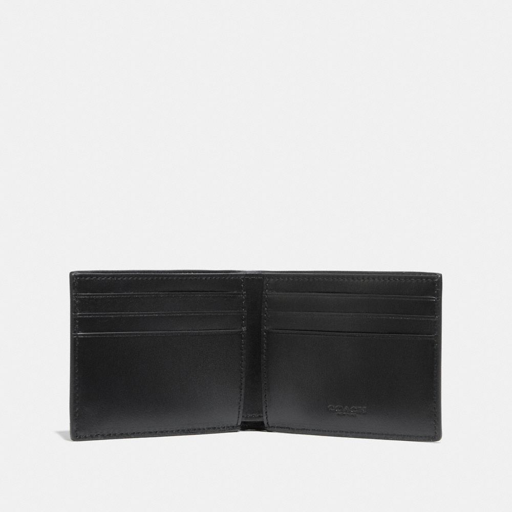 Coach Slim Billfold Wallet In Signature Canvas Signature Coated Canvas/Smooth Leather/Charcoal/Black | 104-YIBMTS