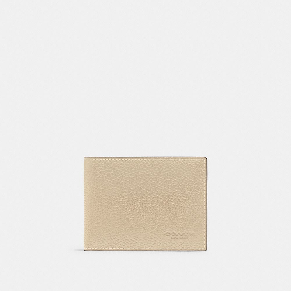 Coach Slim Billfold Wallet Polished Pebble Leather/Ivory | 954-DQUTVW