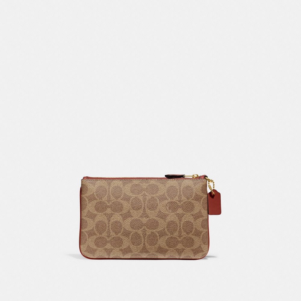 Coach Small Wristlet In Signature Canvas Signature Coated Canvas/Brass/Tan/Rust | 238-FNIOUA