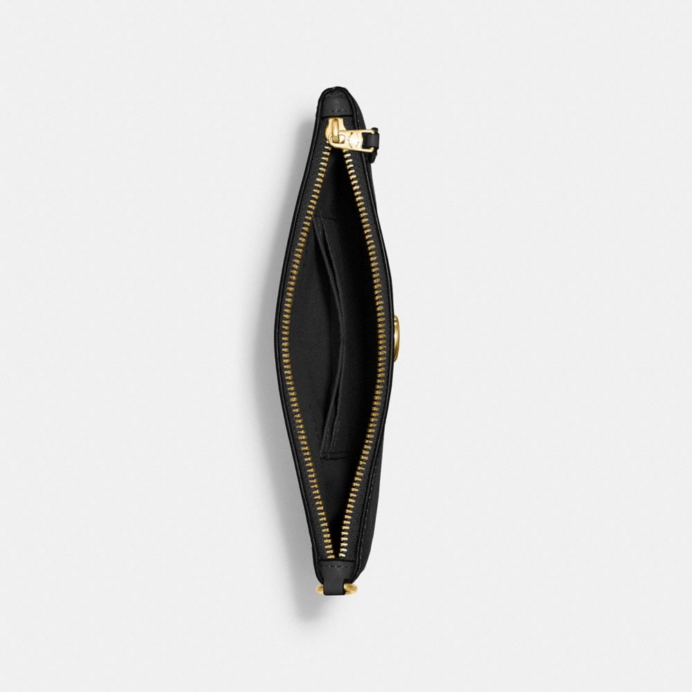 Coach Small Wristlet Polished Pebble Leather/Brass/Black | 942-LPXAVH