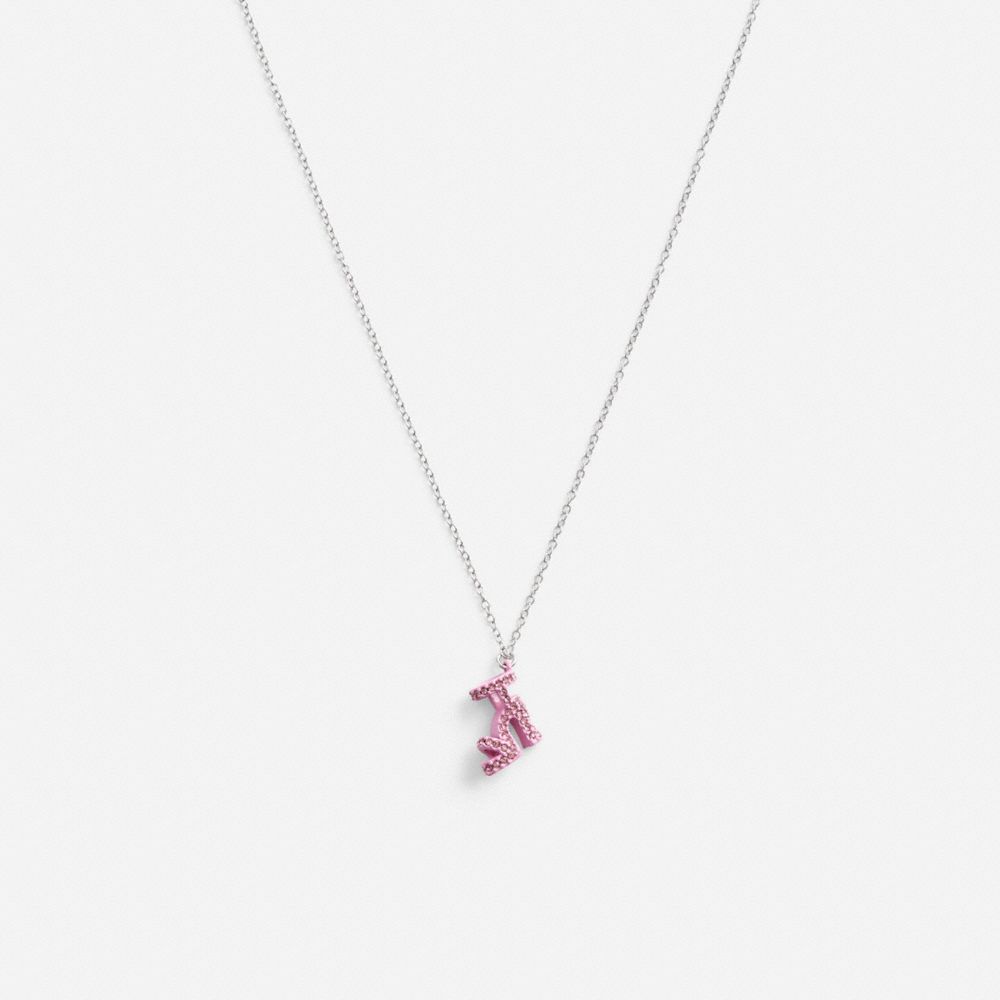 Coach Stiletto Pendant Necklace Silver/Pink | 709-PVWJFA