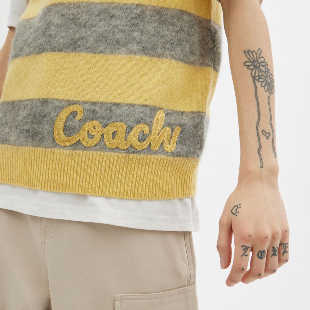 Coach Sweater Vest Yellow Multi | 370-HCZXQK