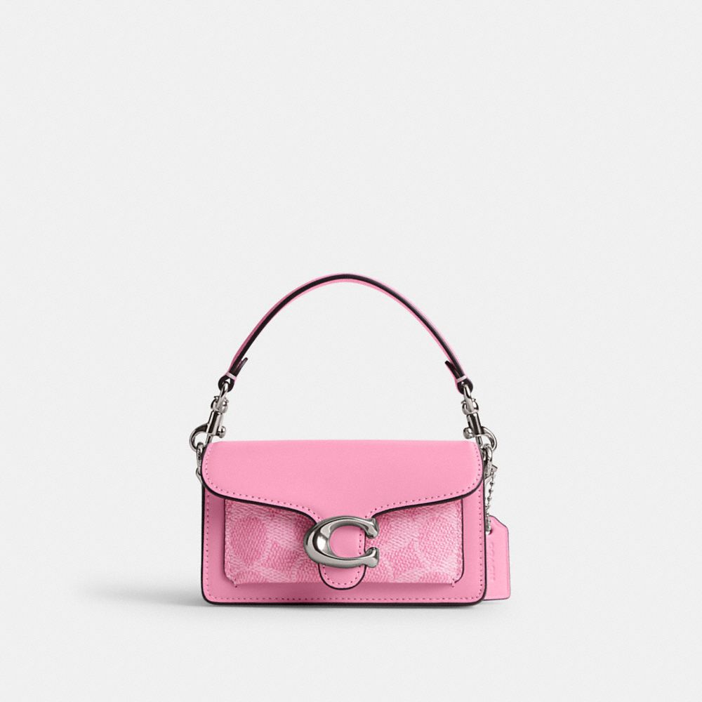 Coach Tabby Bag 12 In Signature Canvas Silver/Vivid Pink | 056-IGPJWV