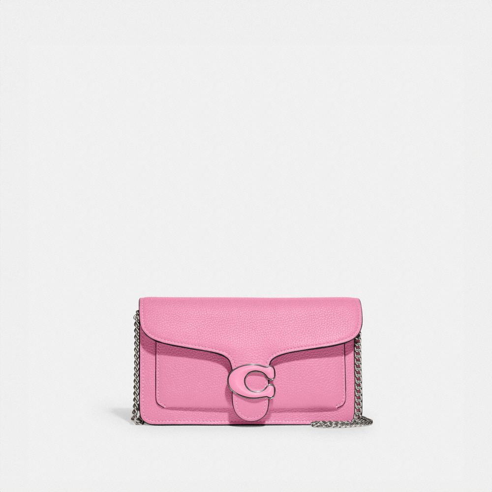 Coach Tabby Chain Clutch Polished Pebble Leather/Silver/Vivid Pink | 681-RALDIU