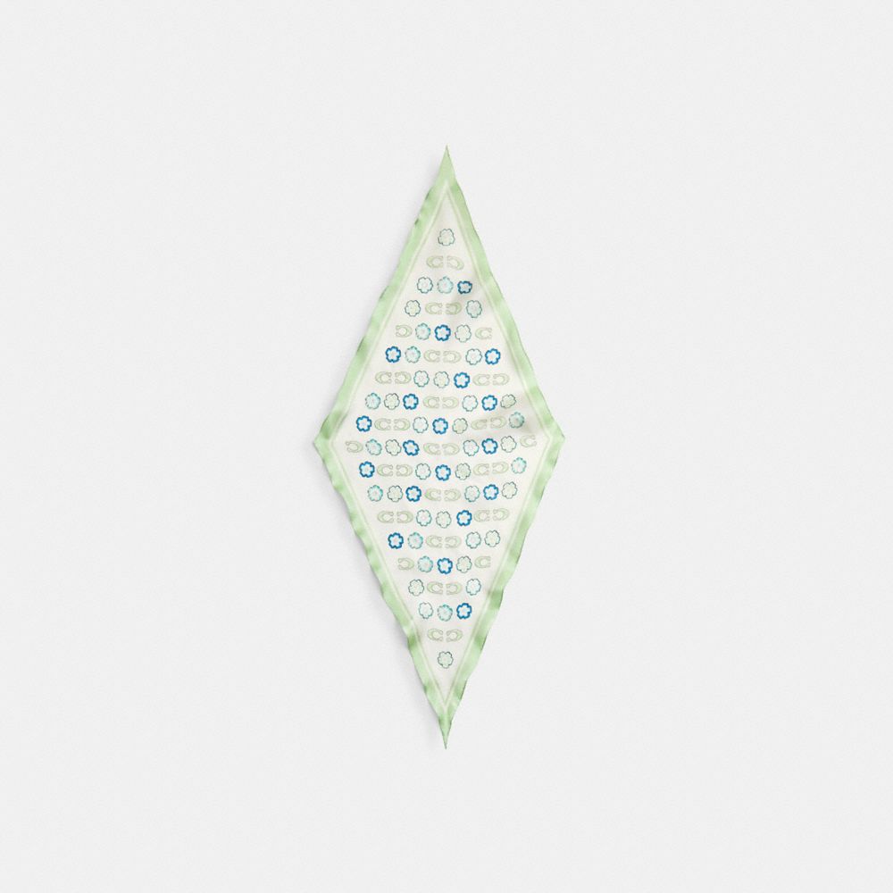 Coach Tea Rose Print Silk Diamond Scarf Pale Pistachio | 926-YQKFPR