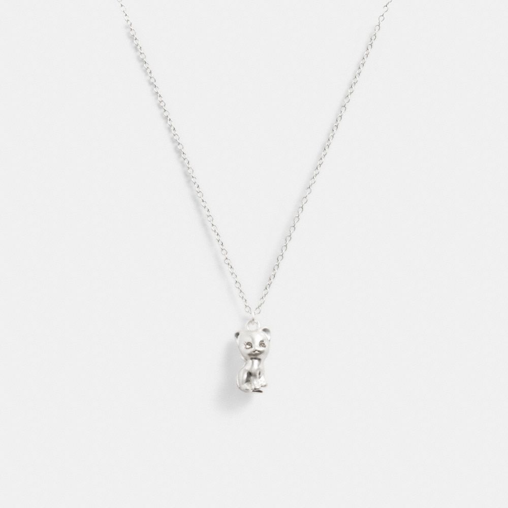 Coach The Lil Nas X Drop Cat Pendant Necklace Silver | 568-DEPBKG