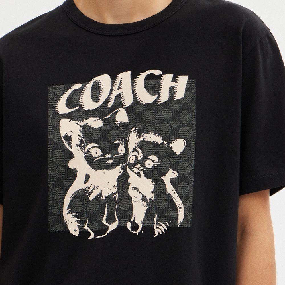 Coach The Lil Nas X Drop Signature Cats T Shirt Black | 245-MDOPTF