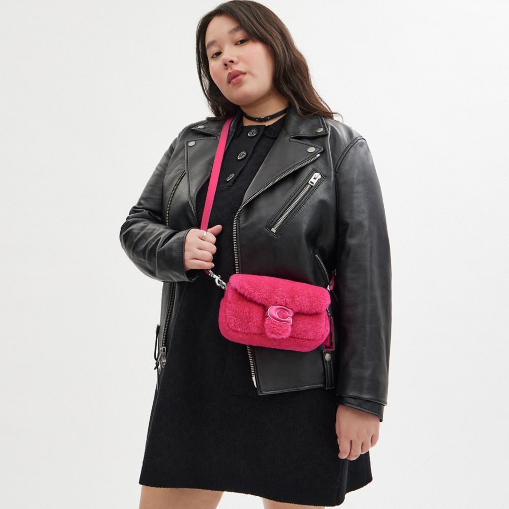 Coach The Lil Nas X Drop Tabby Shoulder Bag 18 In Shearling Silver/Bright Fuchsia | 967-ZUDWYR