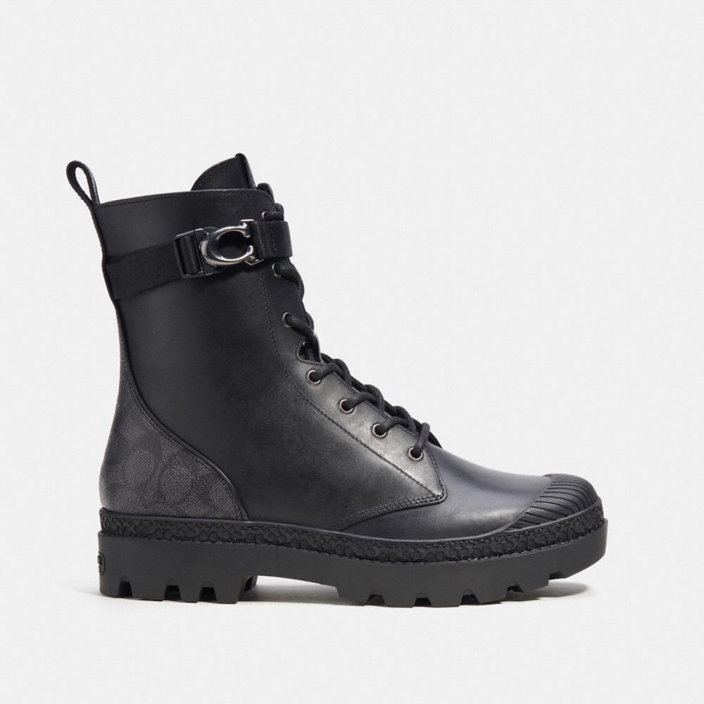 Coach Tucker Boot With Signature Canvas Black | 149-XZHSIA