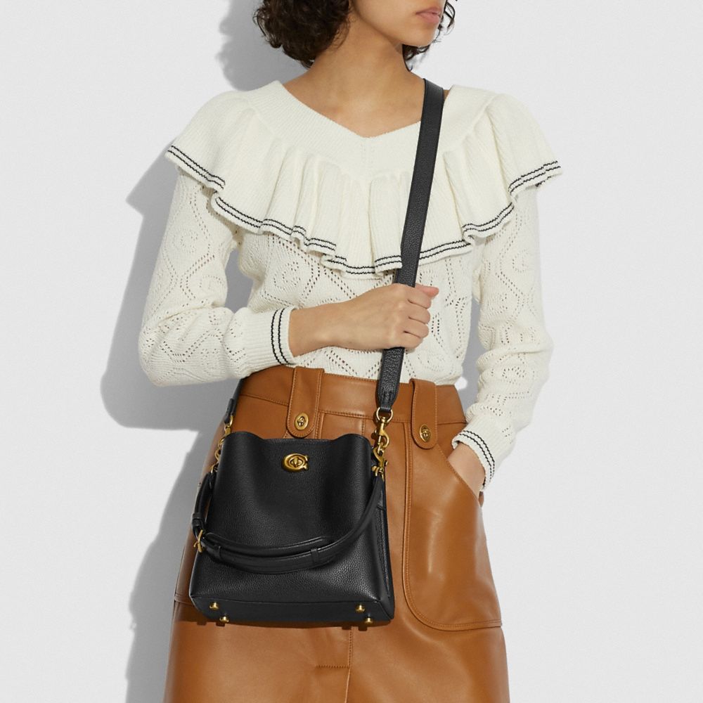 Coach Willow Bucket Bag Pebble Leather/Brass/Black | 932-YTXBEF