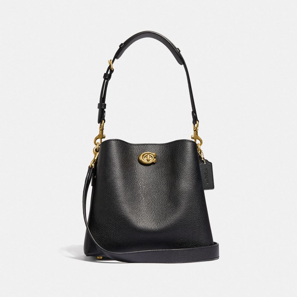 Coach Willow Bucket Bag Pebble Leather/Brass/Black | 932-YTXBEF