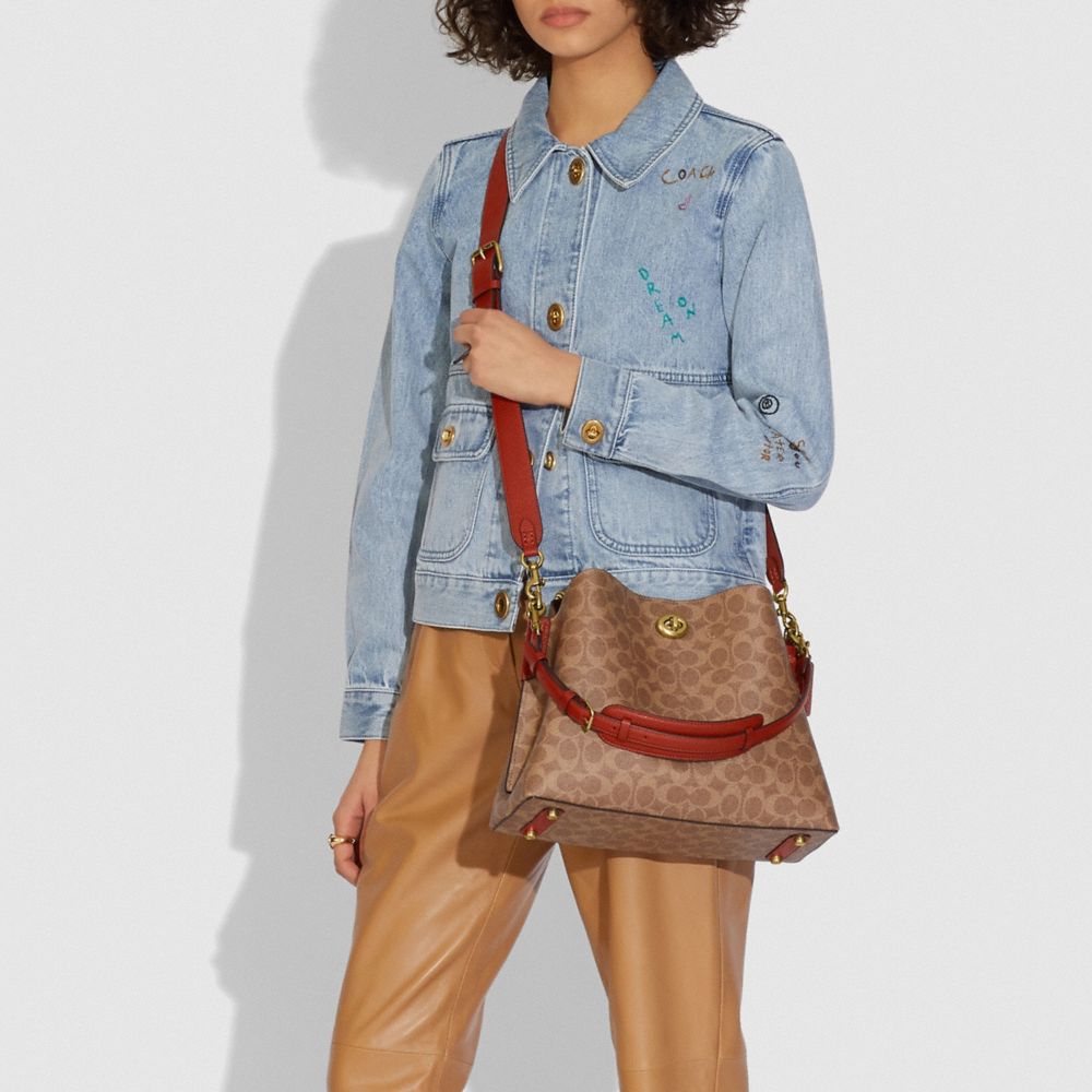 Coach Willow Shoulder Bag In Signature Canvas Canvas/Brass/Tan/Rust | 495-HKWGMX