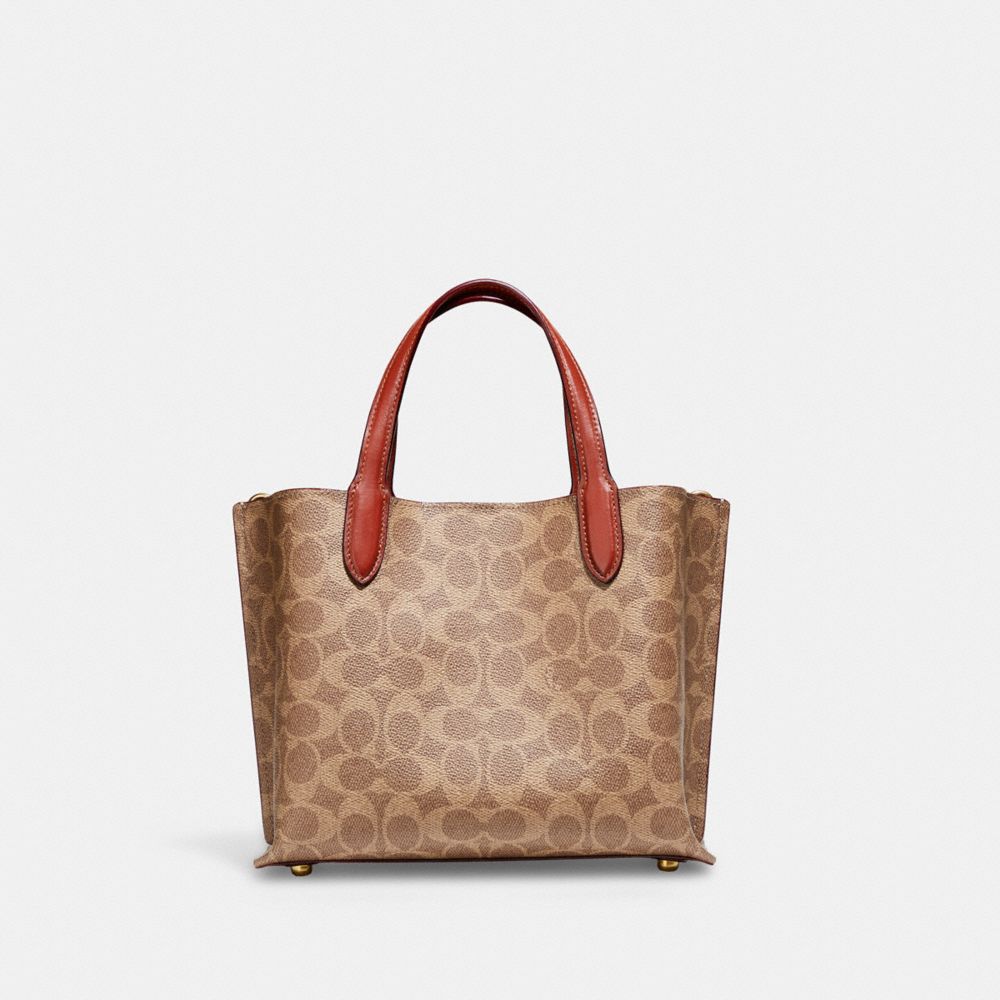 Coach Willow Tote Bag 24 In Signature Canvas Signature Coated Canvas/Brass/Tan/Rust | 183-NYGJQT