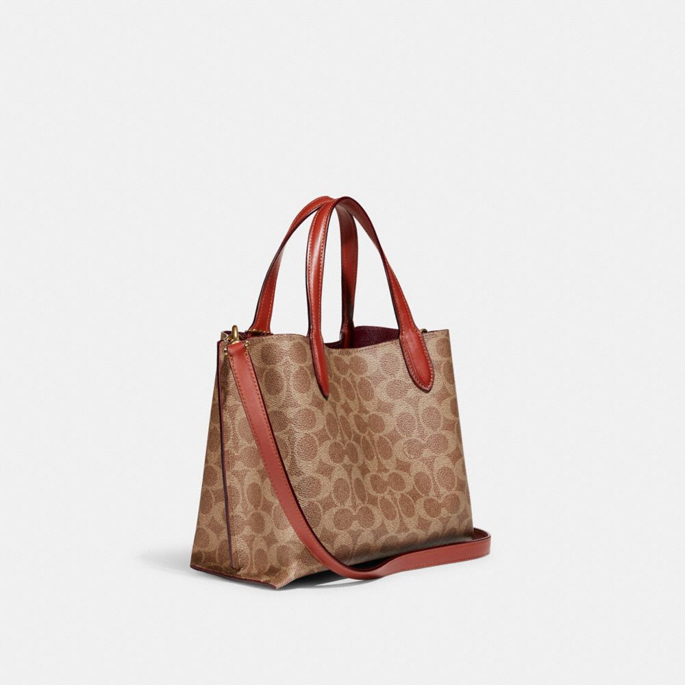 Coach Willow Tote Bag 24 In Signature Canvas Signature Coated Canvas/Brass/Tan/Rust | 183-NYGJQT