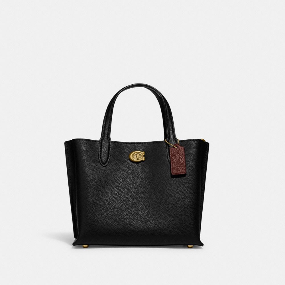 Coach Willow Tote Bag 24 Polished Pebble Leather/Brass/Black | 647-TRXDHC