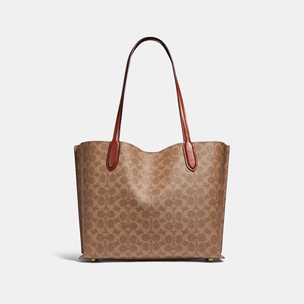 Coach Willow Tote Bag In Signature Canvas Signature Coated Canvas/Brass/Tan/Rust | 706-NCDVGU