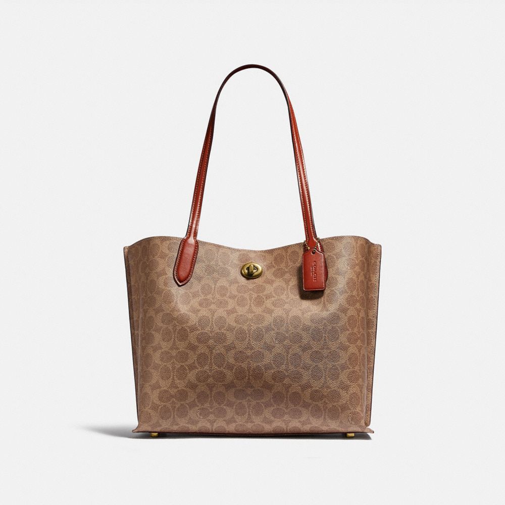 Coach Willow Tote Bag In Signature Canvas Signature Coated Canvas/Brass/Tan/Rust | 706-NCDVGU