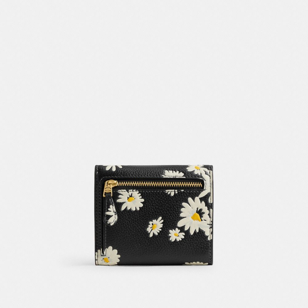 Coach Wyn Small Wallet With Floral Print Brass/Black Multi | 817-SKDUFH